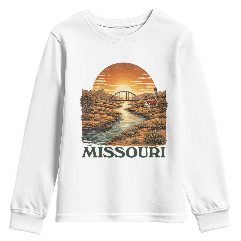 Missouri Outdoors Adventure Youth Sweatshirt The Show Me State Souvenir TS12 White Print Your Wear
