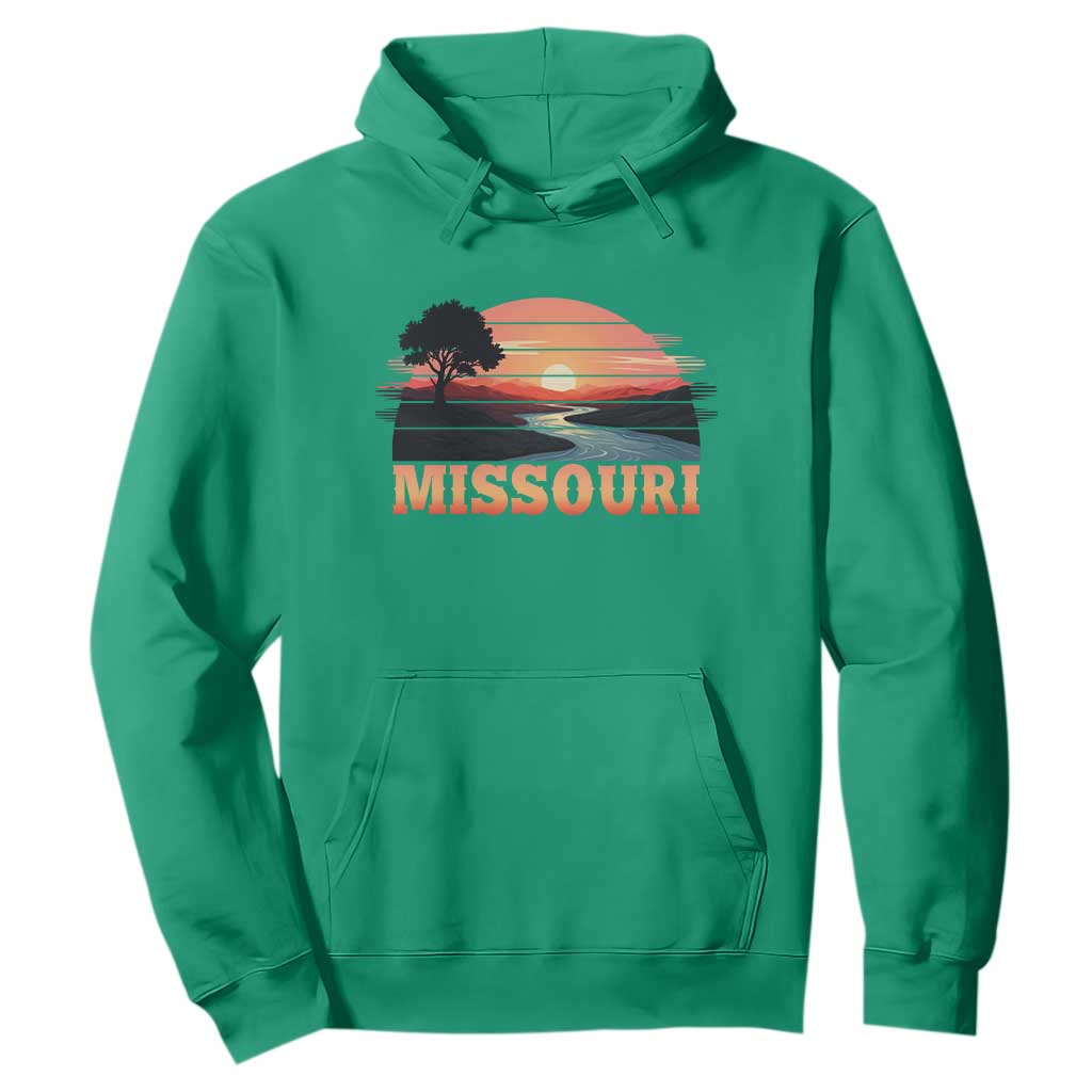 Vintage Missouri Outdoors Hoodie Midwest Nature Landscape TS12 Irish Green Print Your Wear