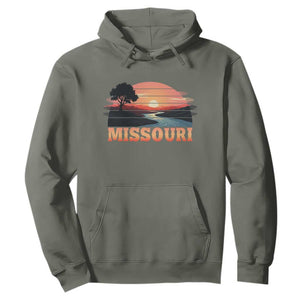 Vintage Missouri Outdoors Hoodie Midwest Nature Landscape TS12 Military Green Print Your Wear