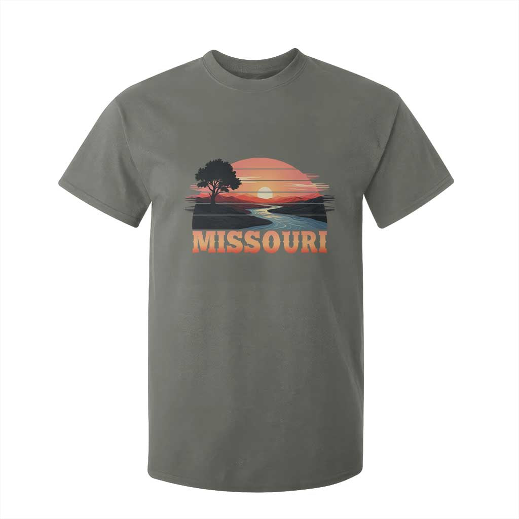Vintage Missouri Outdoors T Shirt For Kid Midwest Nature Landscape TS12 Military Green Print Your Wear