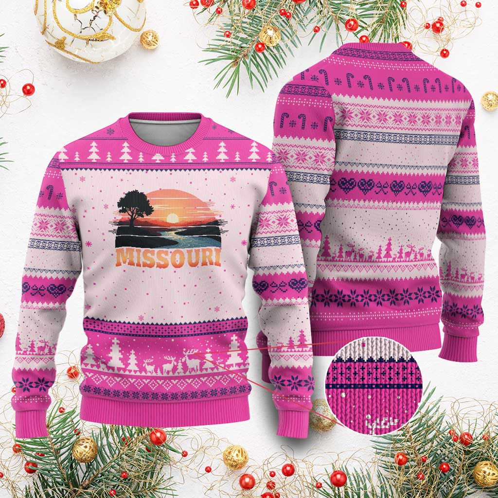 Vintage Missouri Outdoors Ugly Christmas Sweater Midwest Nature Landscape TS12 Hot Pink Print Your Wear