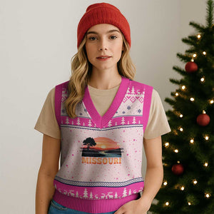Vintage Missouri Outdoors V-Neck Knit Sweater Vest Midwest Nature Landscape TS12 Hot Pink Print Your Wear