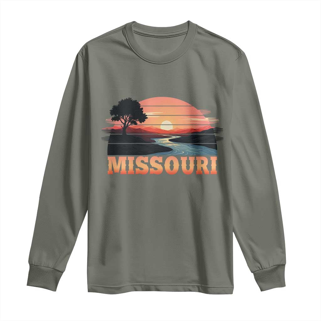 Vintage Missouri Outdoors Long Sleeve Shirt Midwest Nature Landscape TS12 Military Green Print Your Wear