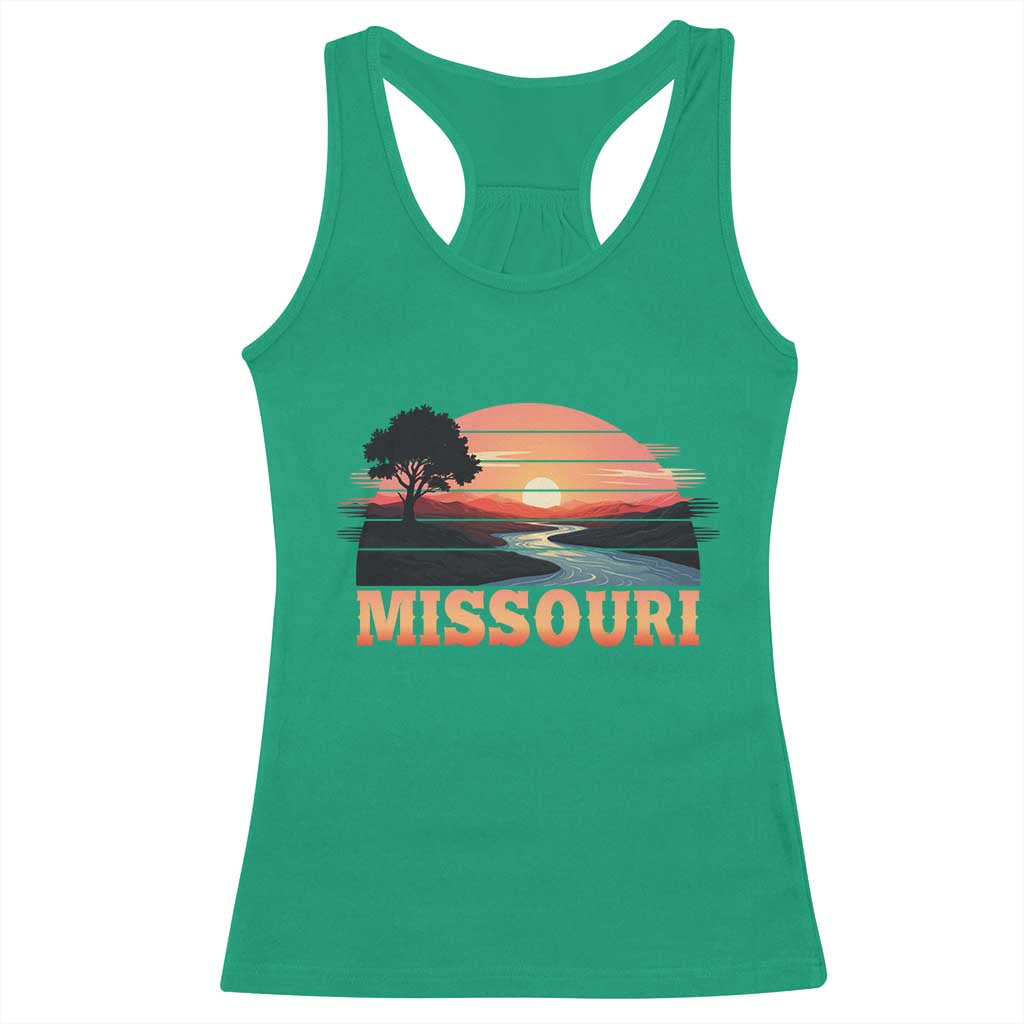 Vintage Missouri Outdoors Racerback Tank Top Midwest Nature Landscape TS12 Irish Green Print Your Wear