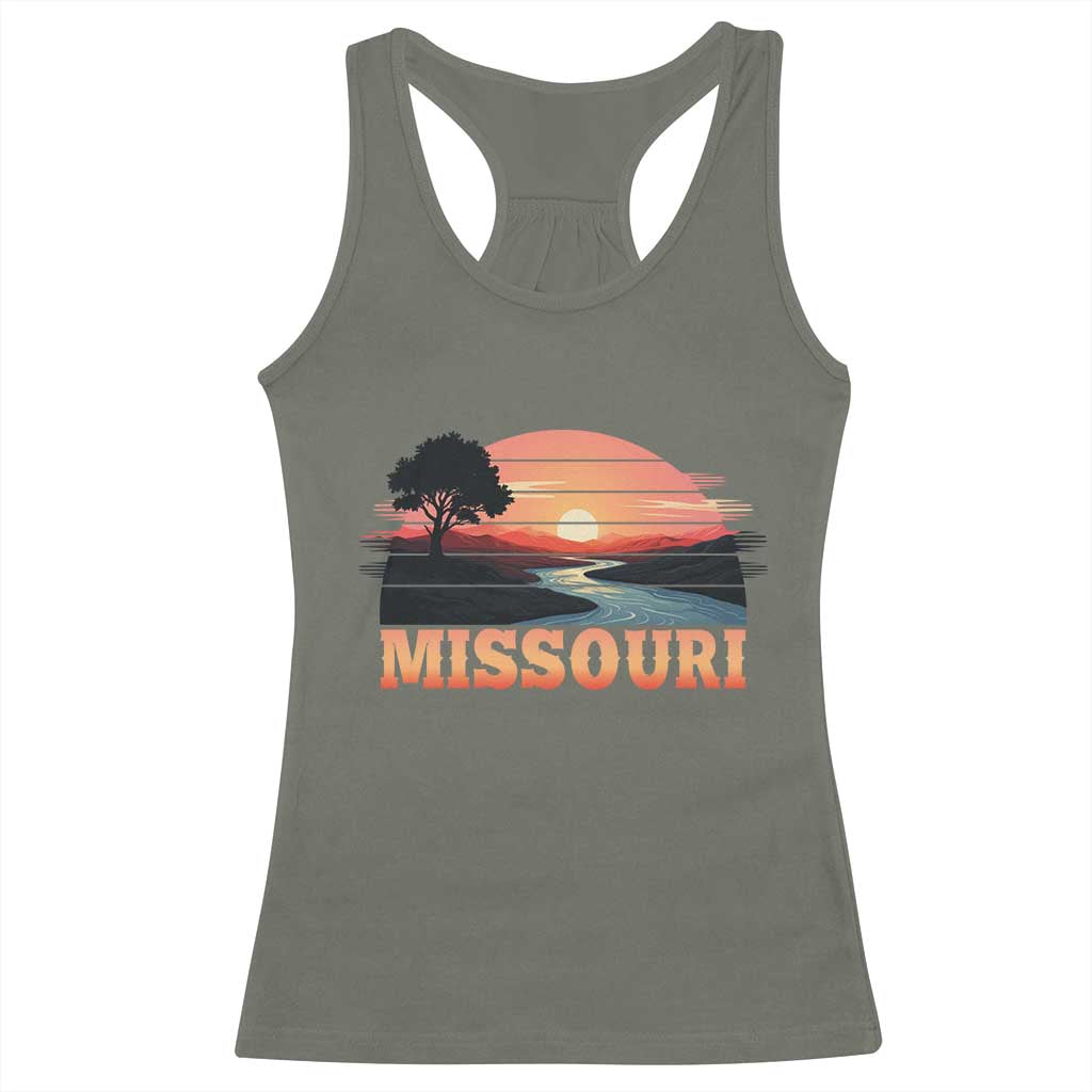 Vintage Missouri Outdoors Racerback Tank Top Midwest Nature Landscape TS12 Military Green Print Your Wear