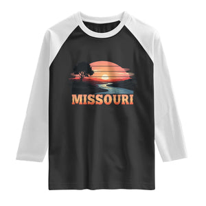 Vintage Missouri Outdoors Raglan Shirt Midwest Nature Landscape TS12 Black White Print Your Wear