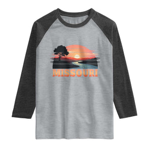 Vintage Missouri Outdoors Raglan Shirt Midwest Nature Landscape TS12 Heather Gray Heather Charcoal Print Your Wear