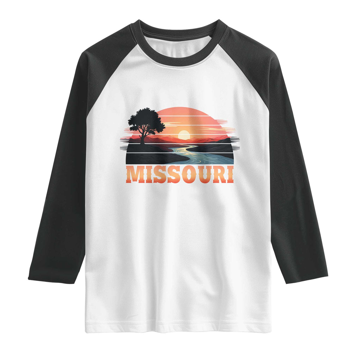 Vintage Missouri Outdoors Raglan Shirt Midwest Nature Landscape TS12 White Black Print Your Wear