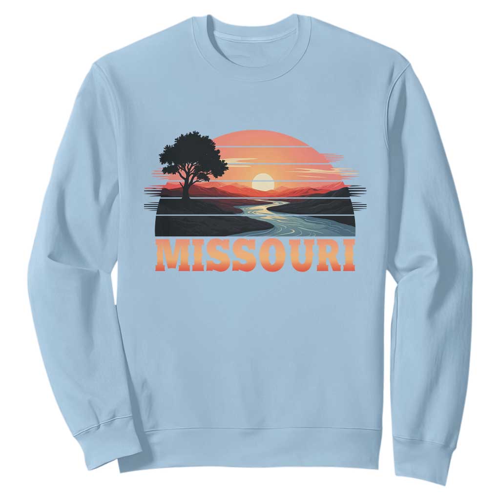 Vintage Missouri Outdoors Sweatshirt Midwest Nature Landscape TS12 Light Blue Print Your Wear