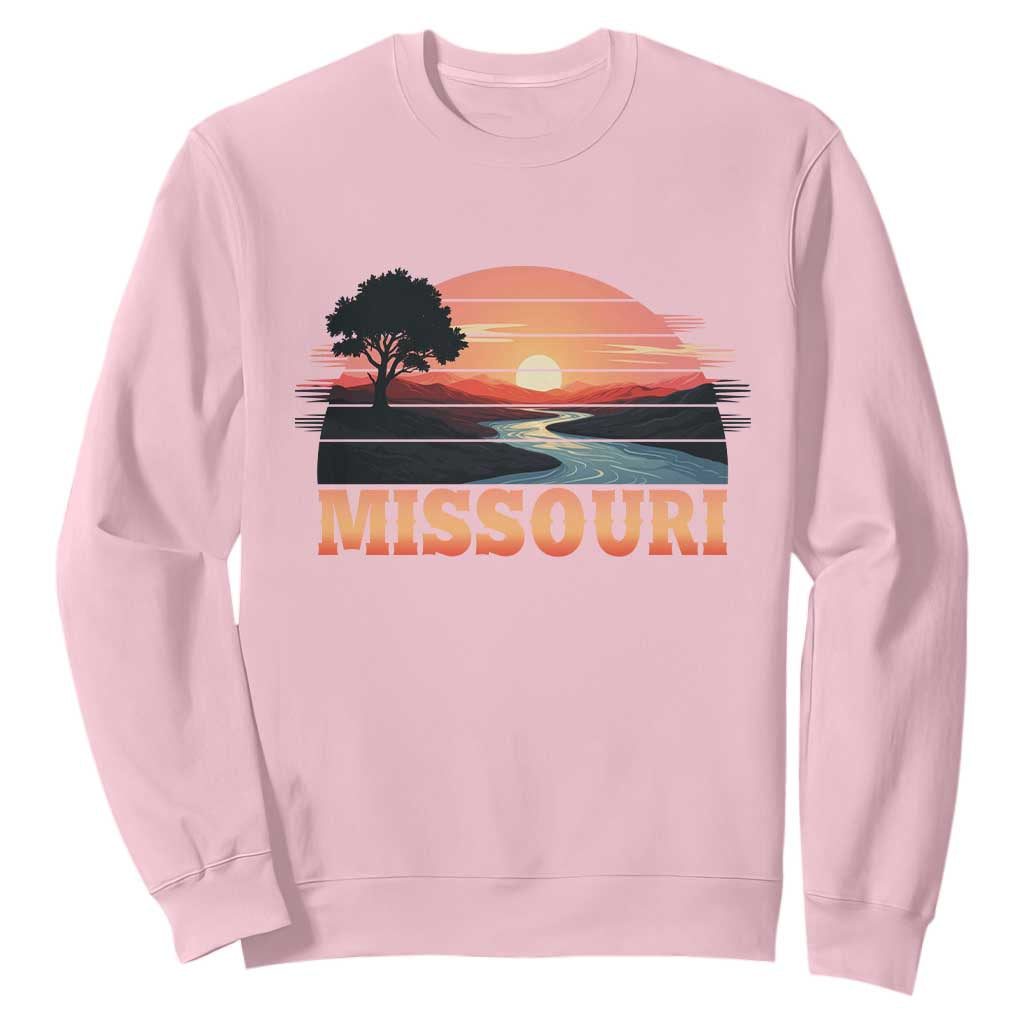 Vintage Missouri Outdoors Sweatshirt Midwest Nature Landscape TS12 Light Pink Print Your Wear