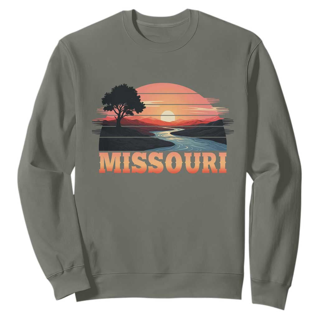Vintage Missouri Outdoors Sweatshirt Midwest Nature Landscape TS12 Military Green Print Your Wear