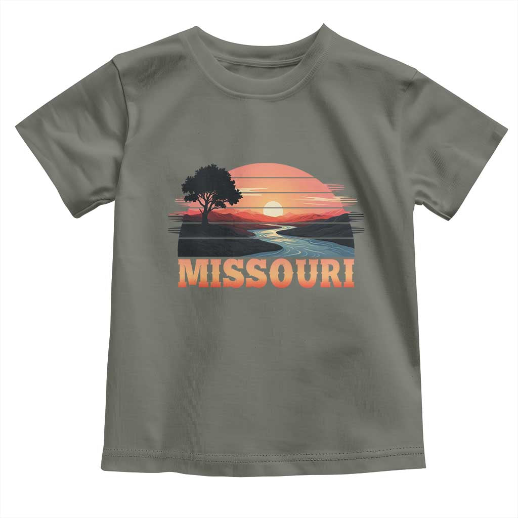 Vintage Missouri Outdoors Toddler T Shirt Midwest Nature Landscape TS12 Military Green Print Your Wear