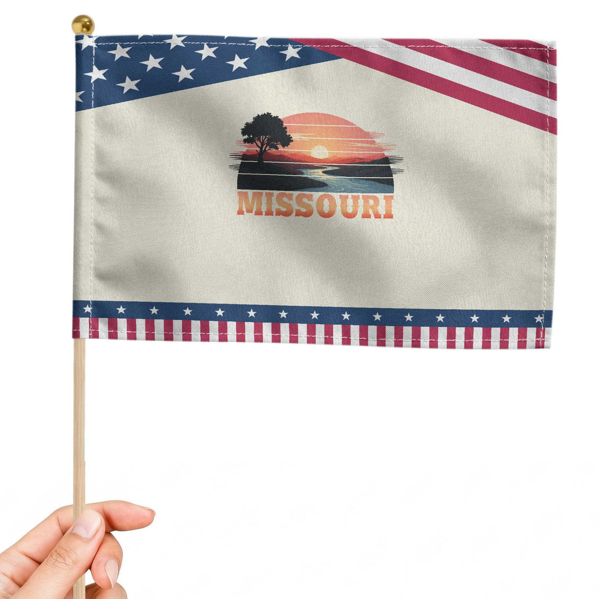 Vintage Missouri Outdoors Patriotic Handheld Flag Midwest Nature Landscape TS12 Modern 8.2