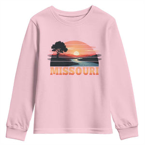 Vintage Missouri Outdoors Youth Sweatshirt Midwest Nature Landscape TS12 Light Pink Print Your Wear