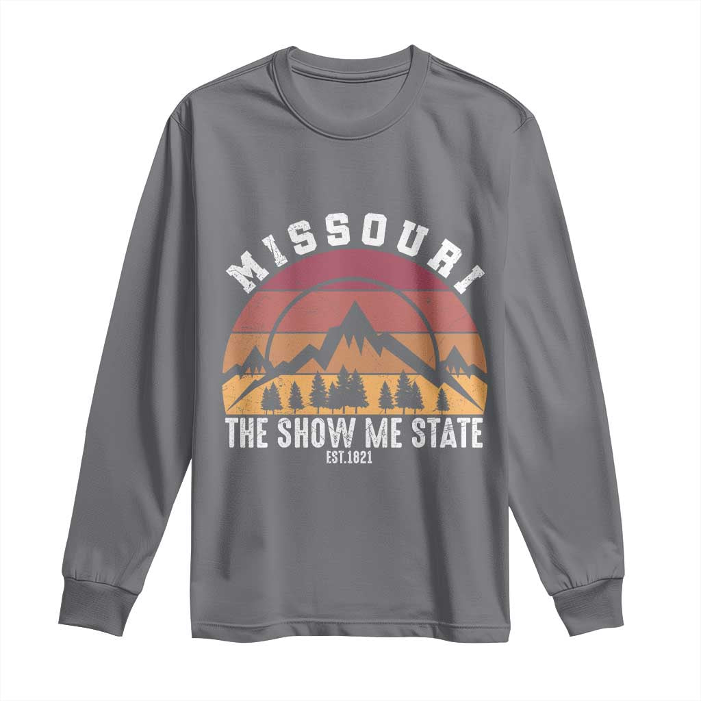 Vintage Missouri Travel Long Sleeve Shirt The Show Me State Pride TS12 Charcoal Print Your Wear