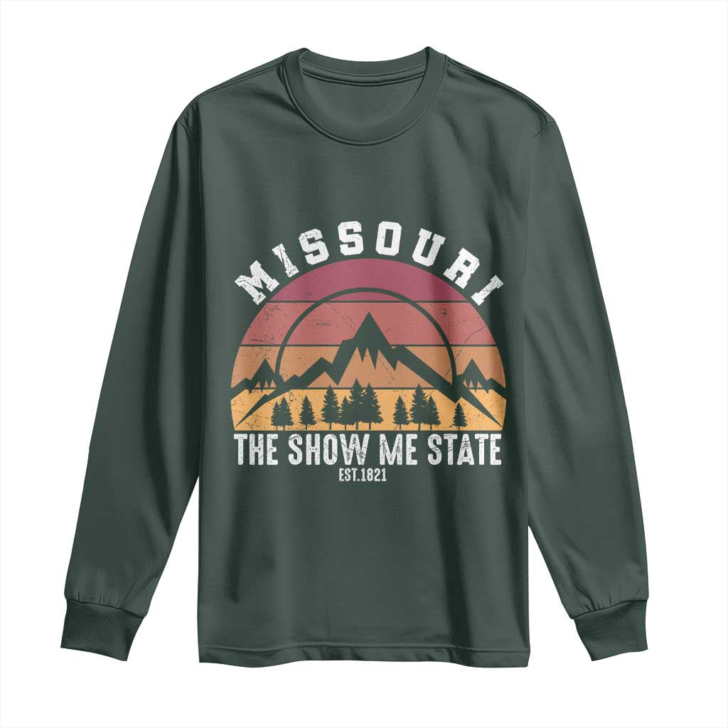 Vintage Missouri Travel Long Sleeve Shirt The Show Me State Pride TS12 Dark Forest Green Print Your Wear