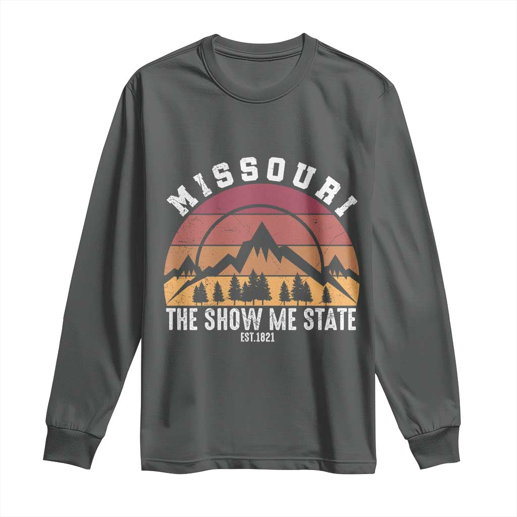 Vintage Missouri Travel Long Sleeve Shirt The Show Me State Pride TS12 Dark Heather Print Your Wear