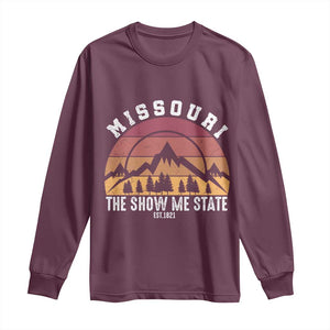 Vintage Missouri Travel Long Sleeve Shirt The Show Me State Pride TS12 Maroon Print Your Wear