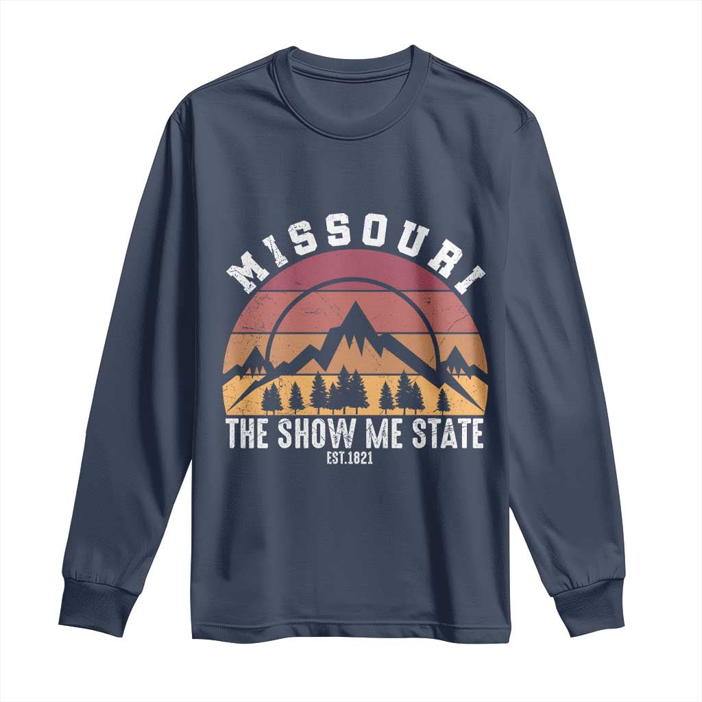 Vintage Missouri Travel Long Sleeve Shirt The Show Me State Pride TS12 Navy Print Your Wear