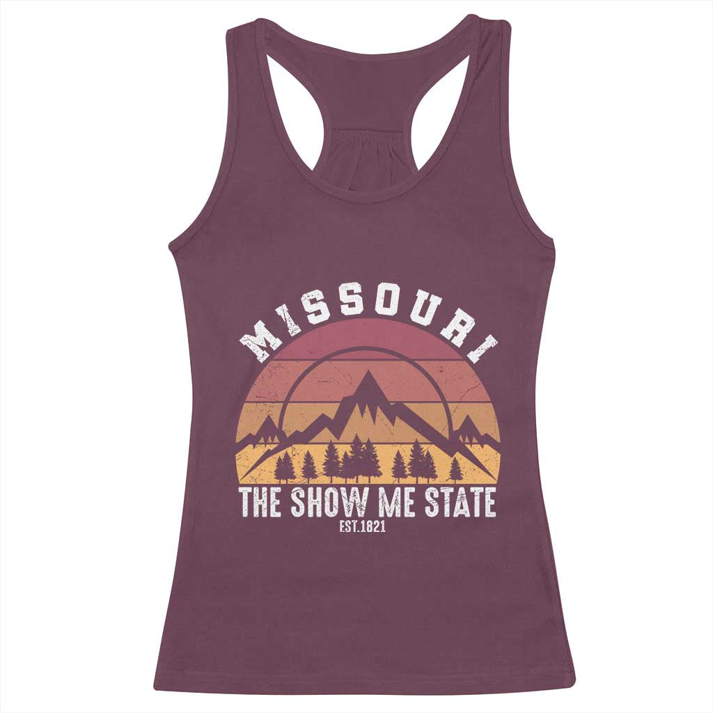 Vintage Missouri Travel Racerback Tank Top The Show Me State Pride TS12 Maroon Print Your Wear