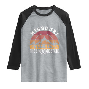 Vintage Missouri Travel Raglan Shirt The Show Me State Pride TS12 Heather Gray Black Print Your Wear