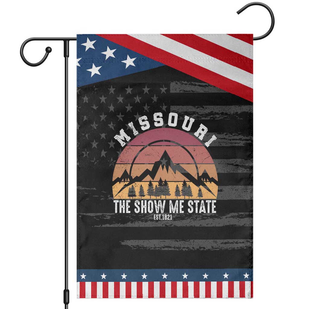 Vintage Missouri Travel Garden Flag The Show Me State Pride TS12 Distressed Black Blue Print Your Wear