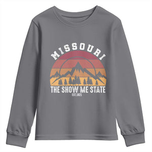 Vintage Missouri Travel Youth Sweatshirt The Show Me State Pride TS12 Charcoal Print Your Wear