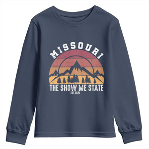Vintage Missouri Travel Youth Sweatshirt The Show Me State Pride TS12 Navy Print Your Wear
