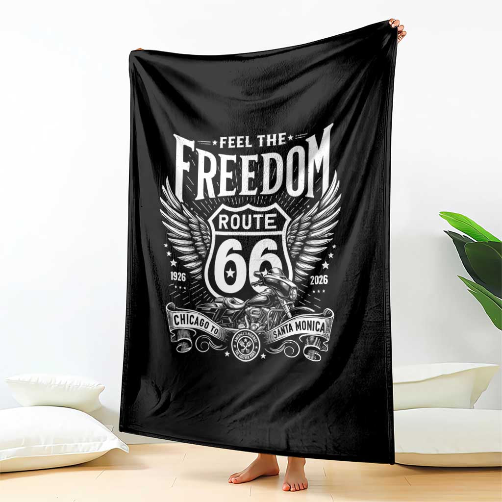 Feel The Freedom Route Highway 66 Throw Blanket 100th Anniversary Biker Road Trip Graphic TS12 Print Your Wear