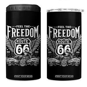 Feel The Freedom Route Highway 66 4 in 1 Can Cooler Tumbler 100th Anniversary Biker Road Trip Graphic TS12 One Size: 16 oz Black Print Your Wear