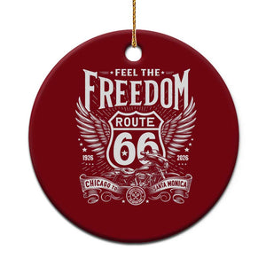 Feel The Freedom Route Highway 66 Ceramic Ornament 100th Anniversary Biker Road Trip Graphic TS12 1pc Red Print Your Wear