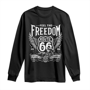 Feel The Freedom Route Highway 66 Long Sleeve Shirt 100th Anniversary Biker Road Trip Graphic TS12 Black Print Your Wear
