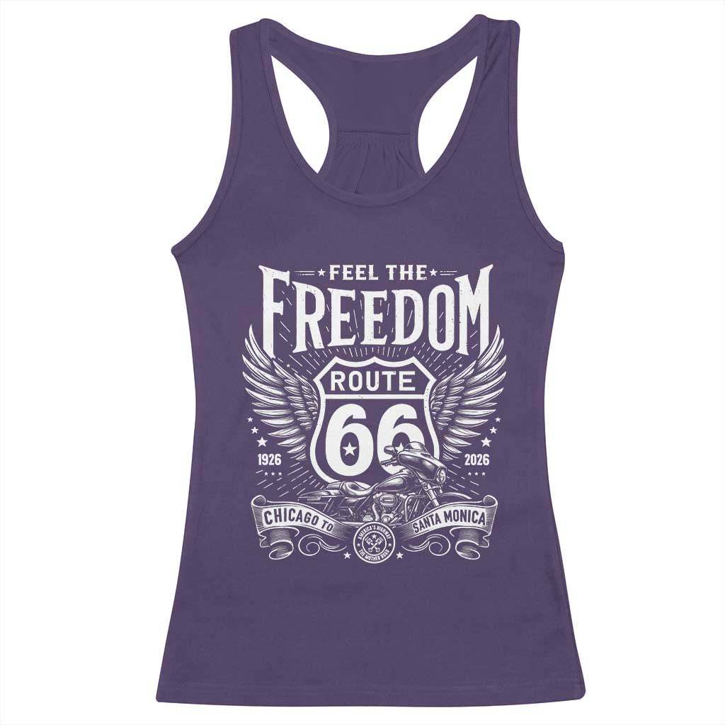 Feel The Freedom Route Highway 66 Racerback Tank Top 100th Anniversary Biker Road Trip Graphic TS12 Purple Print Your Wear