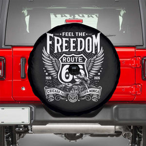 Feel The Freedom Route Highway 66 Spare Tire Cover 100th Anniversary Biker Road Trip Graphic TS12 Black Print Your Wear