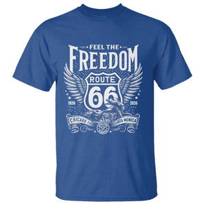 Feel The Freedom Route Highway 66 T Shirt 100th Anniversary Biker Road Trip Graphic TS12 Royal Blue Print Your Wear