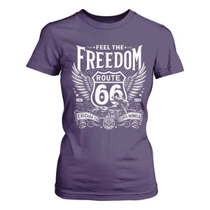 Feel The Freedom Route Highway 66 T Shirt For Women 100th Anniversary Biker Road Trip Graphic TS12 Purple Print Your Wear
