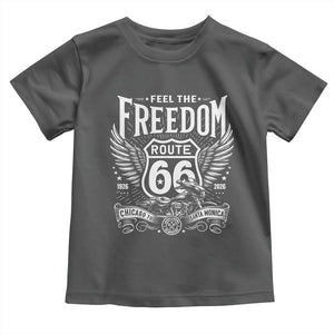 Feel The Freedom Route Highway 66 Toddler T Shirt 100th Anniversary Biker Road Trip Graphic TS12 Dark Heather Print Your Wear