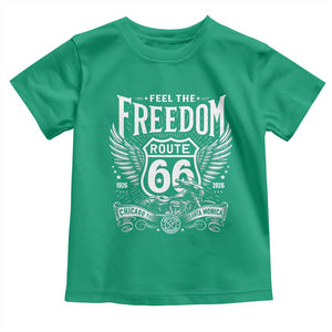 Feel The Freedom Route Highway 66 Toddler T Shirt 100th Anniversary Biker Road Trip Graphic TS12 Irish Green Print Your Wear