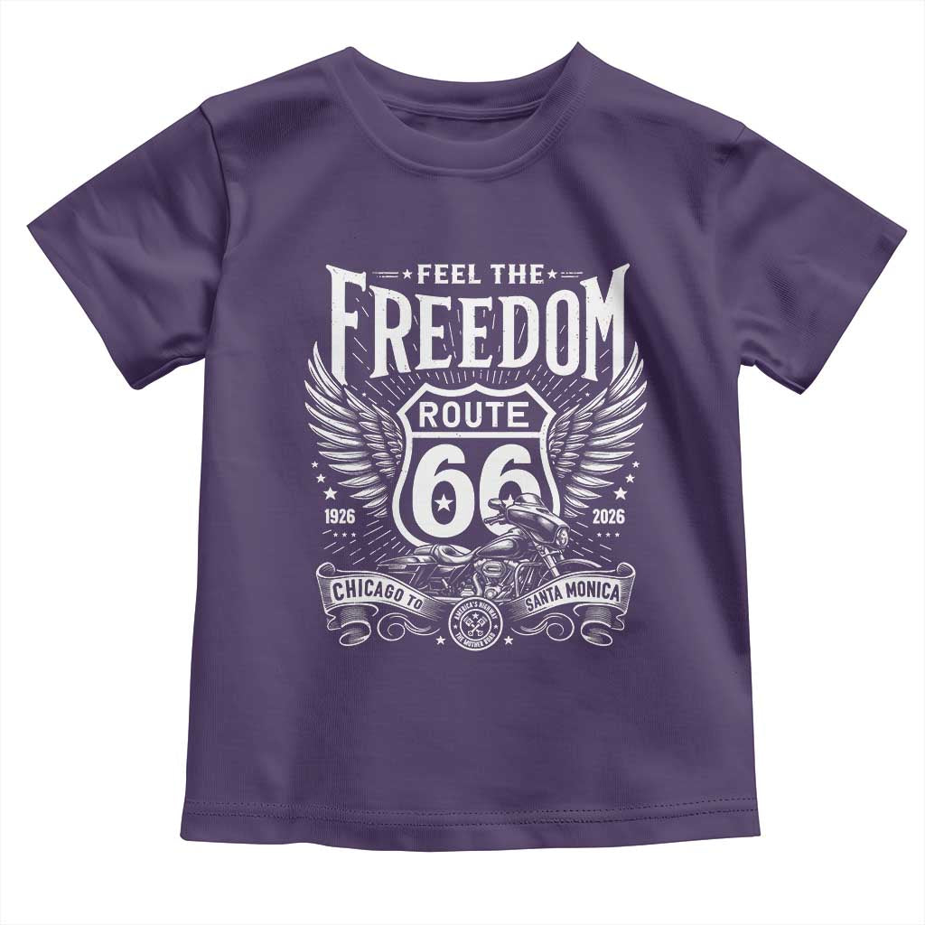 Feel The Freedom Route Highway 66 Toddler T Shirt 100th Anniversary Biker Road Trip Graphic TS12 Purple Print Your Wear