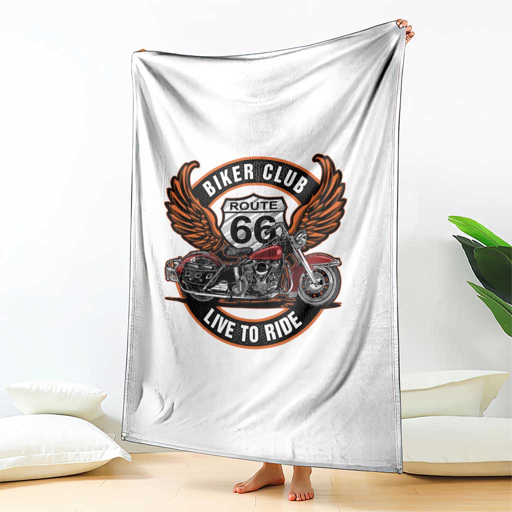 Vintage Route Highway 66 Biker Club Throw Blanket Live To Ride Motorcycle Graphic TS12 Print Your Wear