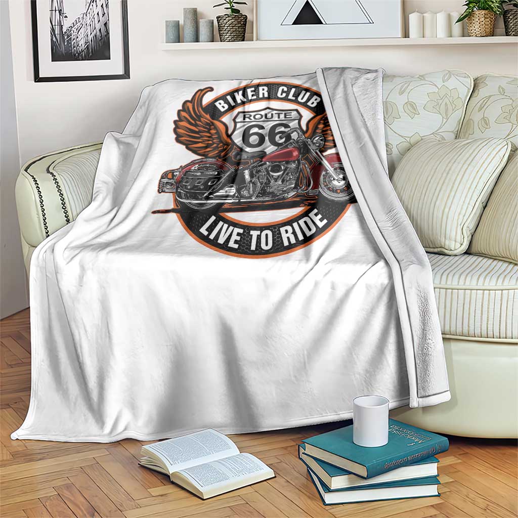 Vintage Route Highway 66 Biker Club Throw Blanket Live To Ride Motorcycle Graphic TS12 Print Your Wear