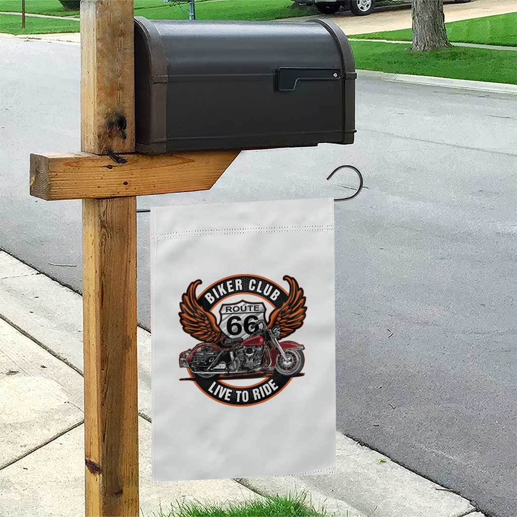 Vintage Route Highway 66 Biker Club Garden Flag Live To Ride Motorcycle Graphic TS12 Print Your Wear