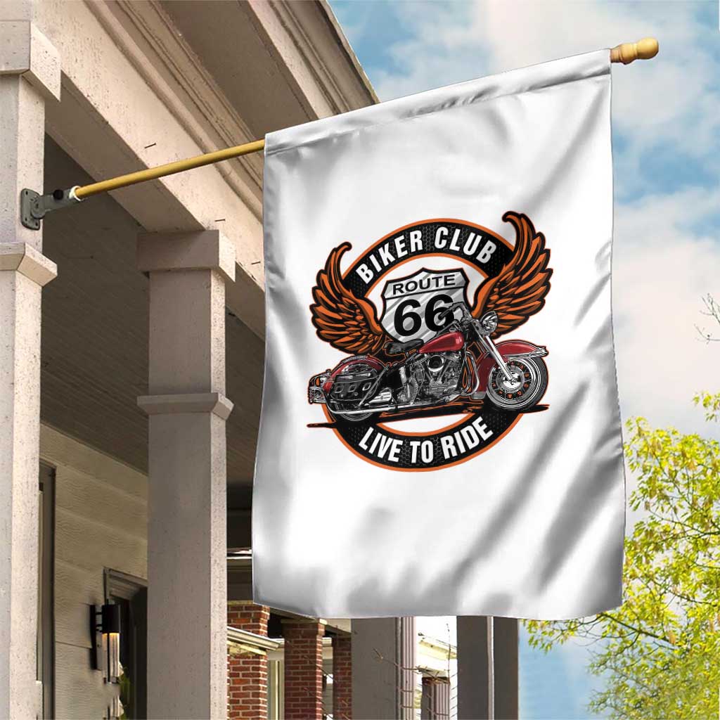 Vintage Route Highway 66 Biker Club Garden Flag Live To Ride Motorcycle Graphic TS12 Print Your Wear