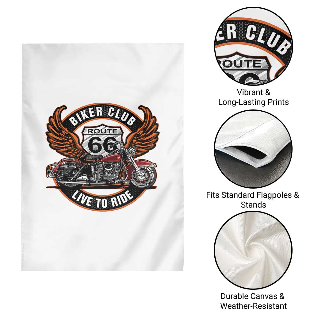Vintage Route Highway 66 Biker Club Garden Flag Live To Ride Motorcycle Graphic TS12 Print Your Wear