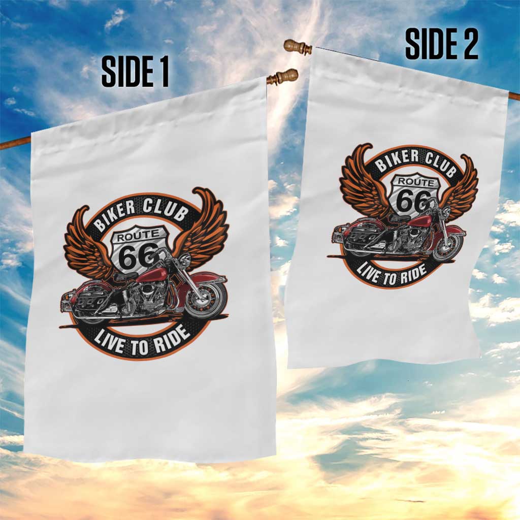 Vintage Route Highway 66 Biker Club Garden Flag Live To Ride Motorcycle Graphic TS12 Print Your Wear