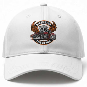 Vintage Route Highway 66 Biker Club Baseball Cap Live To Ride Motorcycle Graphic TS12 Print Your Wear