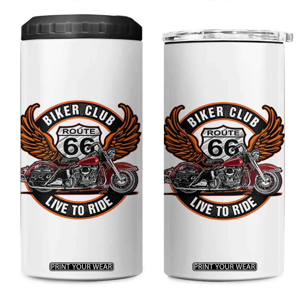 Vintage Route Highway 66 Biker Club 4 in 1 Can Cooler Tumbler Live To Ride Motorcycle Graphic TS12 One Size: 16 oz White Print Your Wear