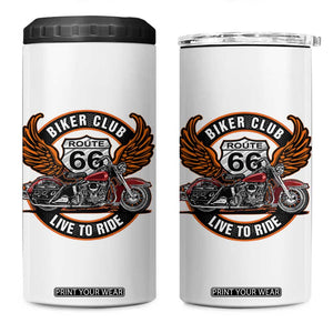 Vintage Route Highway 66 Biker Club 4 in 1 Can Cooler Tumbler Live To Ride Motorcycle Graphic TS12 One Size: 16 oz White Print Your Wear
