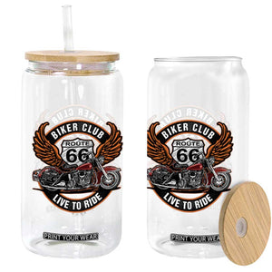 Vintage Route Highway 66 Biker Club Glass Can Live To Ride Motorcycle Graphic TS12 Print Your Wear