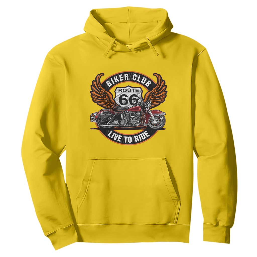 Vintage Route Highway 66 Biker Club Hoodie Live To Ride Motorcycle Graphic TS12 Daisy Print Your Wear